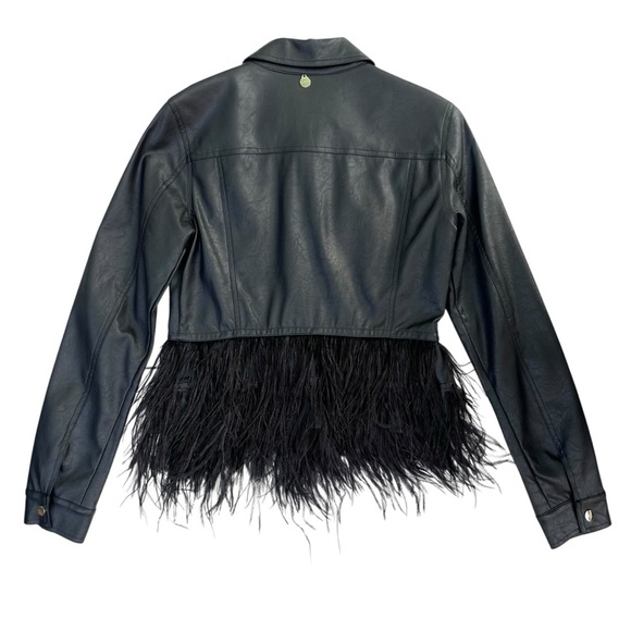 Lolitas&Lolos Black Cropped Leatherette Jacket S Feathers Snap Button Cute Goth - Picture 2 of 16